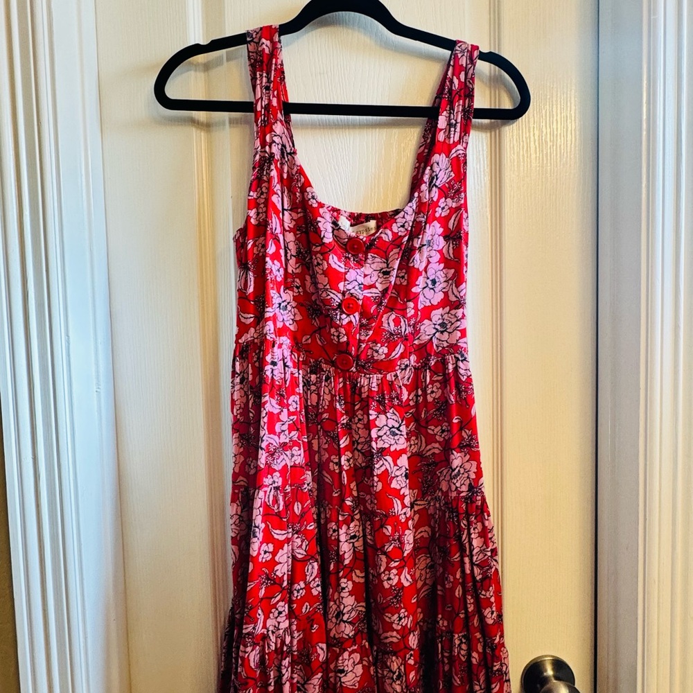 Floral Red Sleeveless Dress